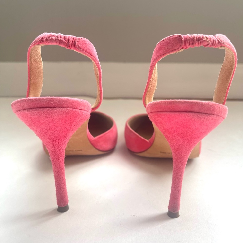 Manolo Blahnik Pink Suede Slingback Pump - Picture 6 of 8